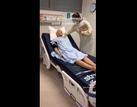 Collab BitchMP - Girl yellow gown slaps mannequin patient wake up