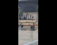 Two women in bikini dances in the hot air balloon