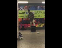 old shirtless man dancing 