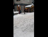 Man tiktok dance while it snow outside