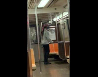 Grey sweater girl dances alone empty subway 