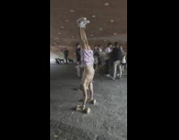 Men calisthenics inside tunnel then it flooded