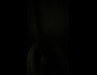 Girl shows ruined mascara makeup in bathroom