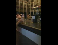 Drunk man and woman sing selfie video