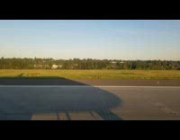 View of the side of the airplane took off the runway