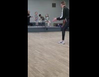 Kid at dance practice does his own moves