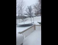 Backyard of the filmer covered in thick layer of snow