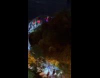 Group of bikers with lights at Hunters point south park