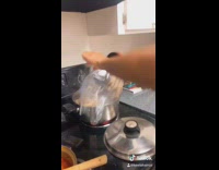 Girl cook scared of crab 