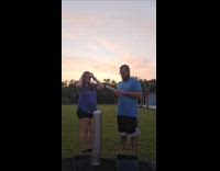 Couple struggles to use the party popper