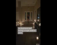 Girl surprises boyfriend cocktail mojito drink movie 