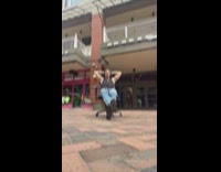 Man sitting on office chair screams randomly