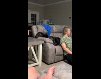 Dog gets grumpy when woman sits close