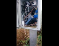 Electrical box panel opened water spills out