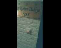 Brown puppy dog greets guy red mat 