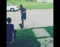 Guy trick on skateboard fail