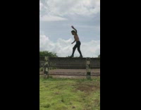 Black pants guy walks metal bar fail