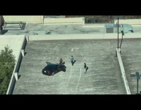 Woman hold bag beside black car rooftop