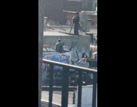 Man wears wolf mask for video shoot