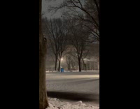 Two people with lightsaber fight at park