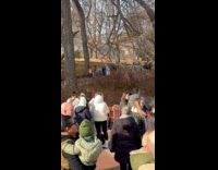 Busker sing at park near NYPD dive team