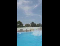 big slide back flip fail into pool
