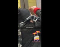 Woman uses glass reflection as a mirror to pluck eyebrows on subway train