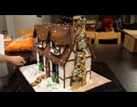 Tudor gingerbread house made of chocolate rock