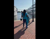 Woman leopard print dress vlog filmer caught