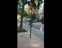 Man wear wolf mask ride bike street