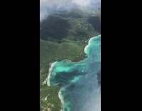 View of beach mountain from helicopter