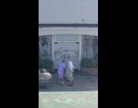Three old women twerks and throws cane