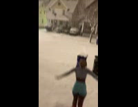 Woman does snow challenge falls on poop