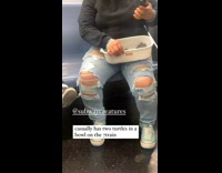 Collab Subway Creatures - Woman ride on train with two turtles in bowl