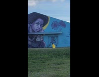 Yellow dress girl blue mural music video 