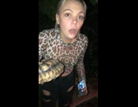 Girl picks up turtle shell doesnt know its real 