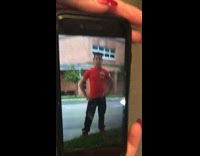 Guy in red shirt glows up and shows his six pack