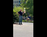 Collab WINY - Pet cockatoo dances to the music performed at the park