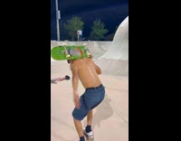 Guy skateboarding face change 