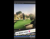 Black jacket girl falls mini golf fail 