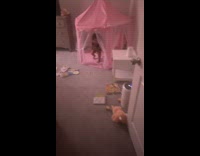 Kid daughter shut door in front of father