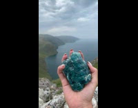 Blue shiny stone mineral with the ocean view Part 2