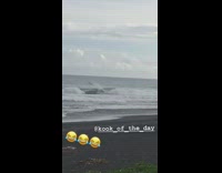 Collab Kook Of The Day - Surfer rides big wave, flies off wave, and crashes into ocean water