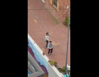 Two man dance tiktok video alleyway