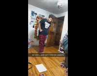 Little girl slips trying to dance in room