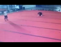 Gymnastics girl lands on her head