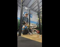 Lady squatting weight cant stand back up