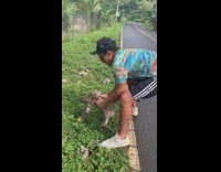 Clips mpugc - Guy picks up sloth and carries it to tree