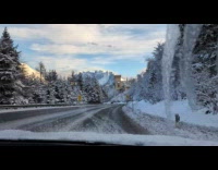 Submitter shows frozen mountains during car ride