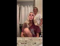 Collab BitchMP - Two girls in bathroom doing each others hair pony tail